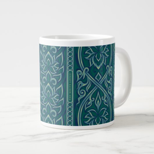 Emerald Lotus Tapestry Pattern - De Witte Lotus Grote Koffiekop (Voorkant rechts)