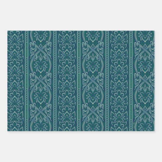 Emerald Lotus Tapestry Pattern - De Witte Lotus Inpakpapier Vel (Voorkant 3)