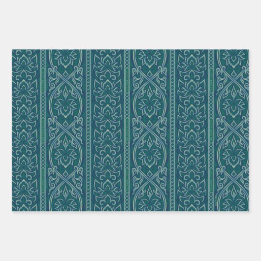Emerald Lotus Tapestry Pattern - De Witte Lotus Inpakpapier Vel (Voorkant)