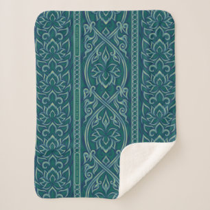 Emerald Lotus Tapestry Pattern - De Witte Lotus Sherpa Deken