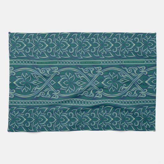 Emerald Lotus Tapestry Pattern - De Witte Lotus Theedoek (Horizontaal)