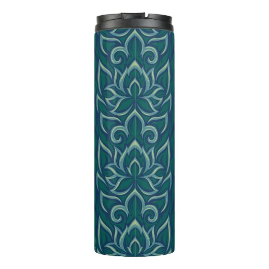 Emerald Lotus Tapestry Pattern - De Witte Lotus Thermosbeker (Achterkant)