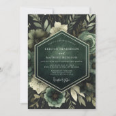 Emerald Lush Bloom Wedding Kaart (Voorkant)