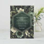 Emerald Lush Bloom Wedding Kaart (Staand voorkant)