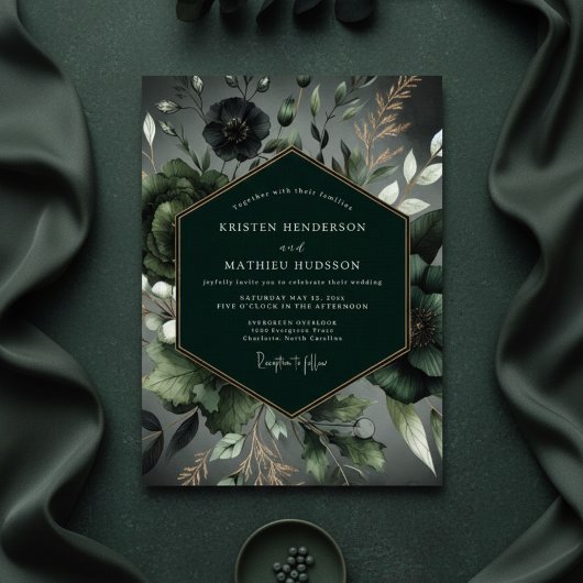 Emerald Lush Woodland Wedding Kaart