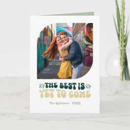 Emerald Luxe Champagne Retro New Year Photo Feestdagen Kaart