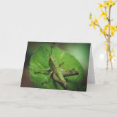 Emerald Majesteit: een elegante sprinkhaan Kaart (Gele Bloem)
