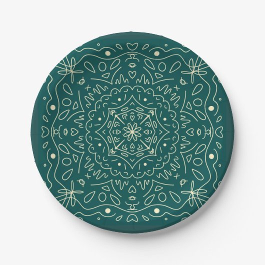 Emerald Mandala Paper Borden Papieren Bordje (Voorkant)