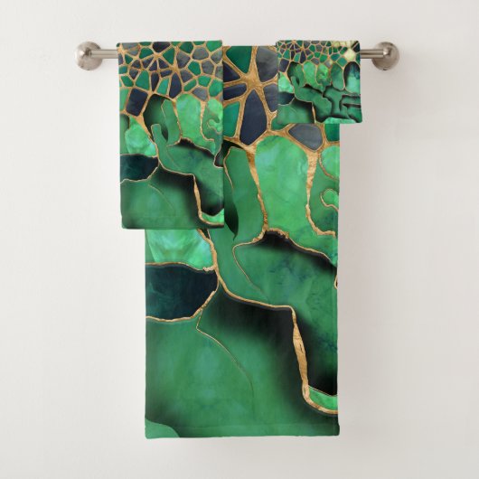 Emerald Marble-cellen, abstracte kunst Bad Handdoek (Insitu)
