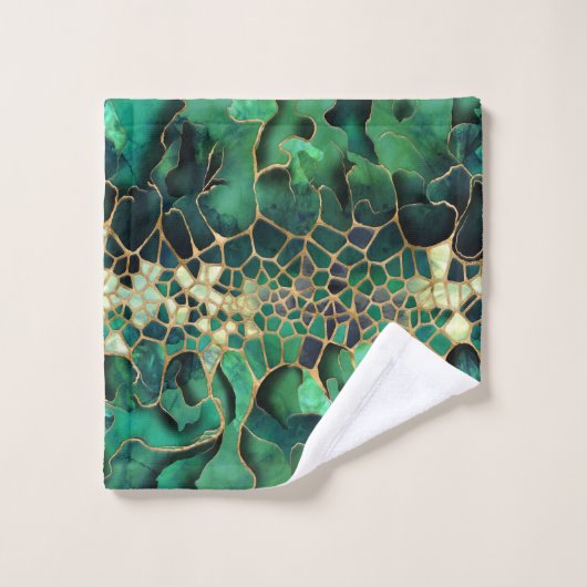 Emerald Marble-cellen, abstracte kunst Bad Handdoek (Wasdoekje)