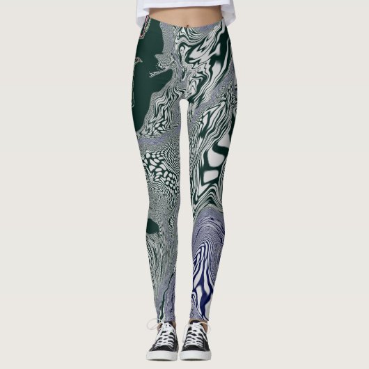 "Emerald Marble Flow" Leggings (Voorkant)