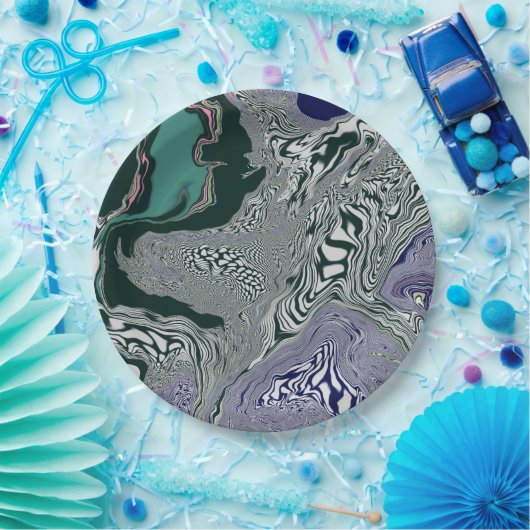 "Emerald Marble Flow" Papieren Bordje (Feest)