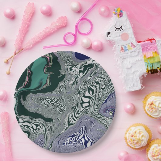 "Emerald Marble Flow" Papieren Bordje (Feest)