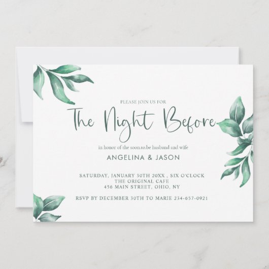 Emerald Marble & Gold Greenery Rehearsal Dinner Kaart (Achterkant)