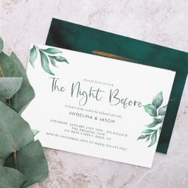 Emerald Marble & Gold Greenery Rehearsal Dinner Kaart