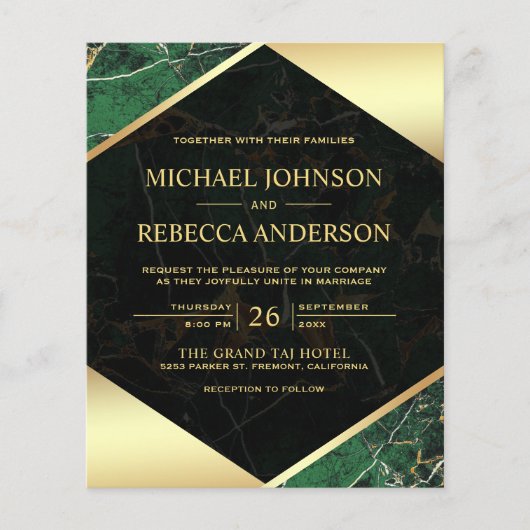 Emerald Marble Photo Budget Weddenschap (Voorkant)