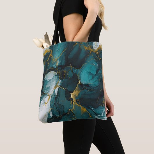 Emerald Marble with Golden Veins Tote Bag (Dichtbij)