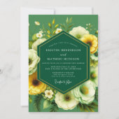 Emerald Marigold Bloom Wedding Kaart (Voorkant)