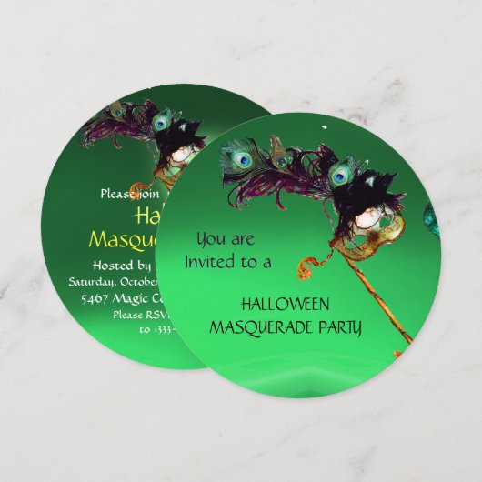 EMERALD MASQUERADE PARTIJ, Groen Sinaasappel Kaart (Voorkant / Achterkant)