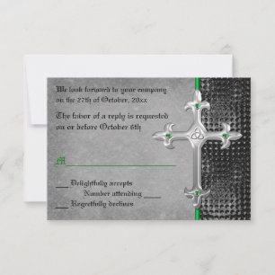Emerald Medieval Celtic Cross RSVP-kaart RSVP Kaartje