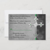Emerald Medieval Celtic Cross RSVP-kaart RSVP Kaartje (Voorkant)