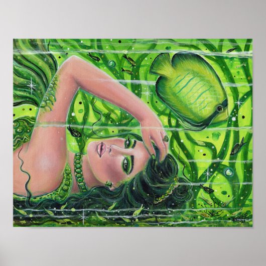 Emerald mermaid art van Renee L. Lavoie Poster (Voorkant)