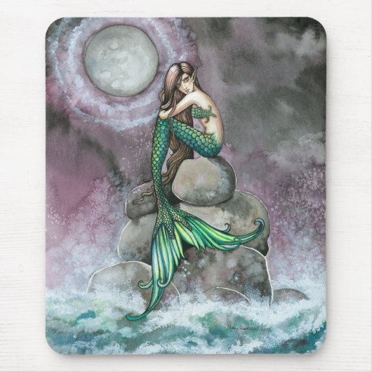 Emerald Mermaid Fantasy Art Mousepad Muismat (Voorkant)