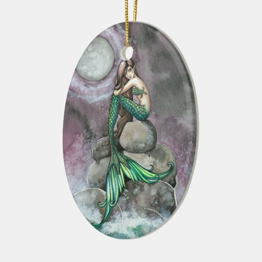 Emerald Mermaid Fantasy Art Ornament (Links)