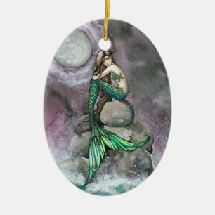 Emerald Mermaid Fantasy Art Ornament