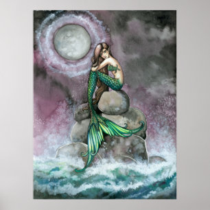 Emerald Mermaid Poster Afdrukken van Molly Harriso
