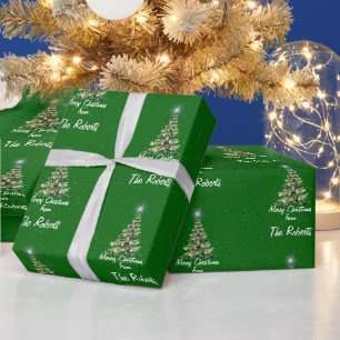 Emerald Merry Christmas Family Foto Voeg uw foto t Cadeaupapier