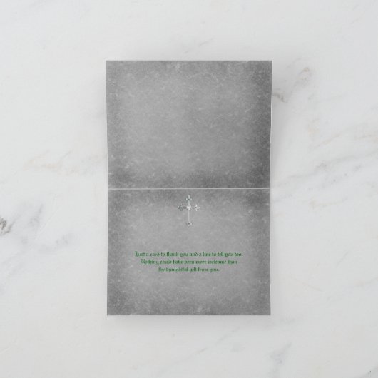 Emerald Middeleeuws Keltisch Kruis bedankkaart (Binnen)