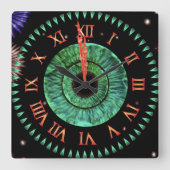 Emerald Midnight Clock Vierkante Klok (Voorkant)