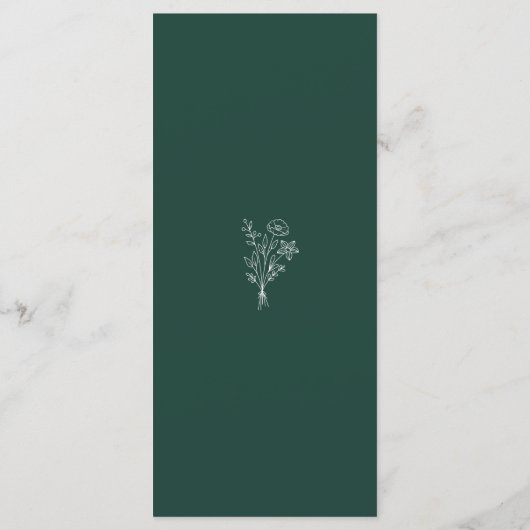 Emerald Minimalist Botanicals Terracotta Wedding Menu (Achterkant)