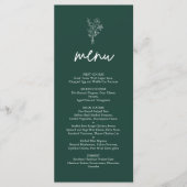 Emerald Minimalist Botanicals Terracotta Wedding Menu (Voorkant)