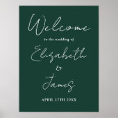 Emerald Minimalist Script Wedding Welkomstbord Poster (Voorkant)