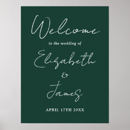 Emerald Minimalist Script Wedding Welkomstbord Poster