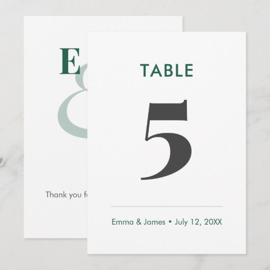 Emerald Minimalistische Ampersand | Tafelnummer (Voorkant / Achterkant)