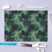 Emerald Mint Gold Watercolor Abstract Decoupage  Tissuepapier (Craft)