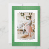 Emerald Mint Green Houndstooth Foto Kerstmis Feestdagenkaart (Voorkant)