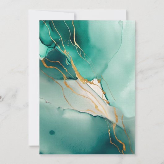 Emerald Modern Lijst Elegant Chic Beach Bruiloft Kaart (Achterkant)