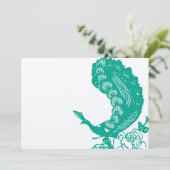 Emerald  Modern Peacock Wedding Invite Kaart (Staand voorkant)
