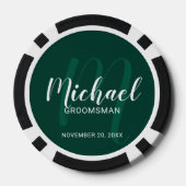 Emerald Modern Script Gepersonaliseerde Groomsmen Poker Chips (Achterkant)
