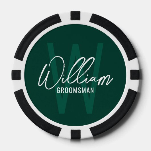 Emerald Modern Script Persoonlijke Bruidsjonkers Poker Chips (Voorkant)