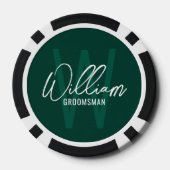 Emerald Modern Script Persoonlijke Bruidsjonkers Poker Chips (Achterkant)