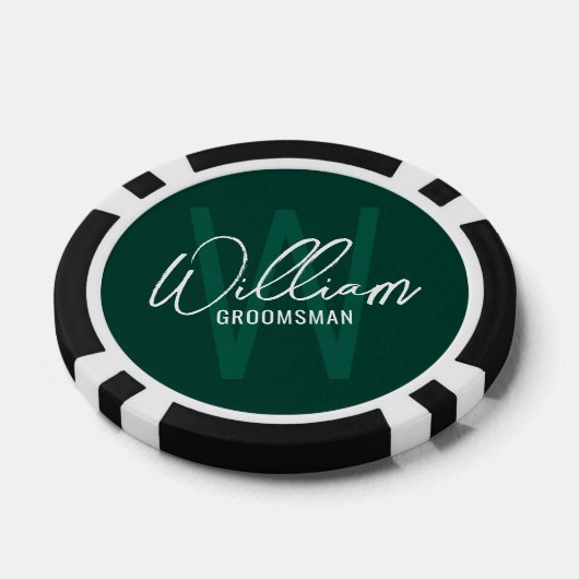 Emerald Modern Script Persoonlijke Bruidsjonkers Poker Chips (Enkel)