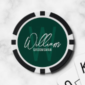 Emerald Modern Script Persoonlijke Bruidsjonkers Poker Chips