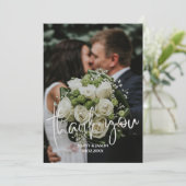 Emerald Modern Script Photo Dank je kaart (Staand voorkant)