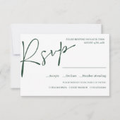 Emerald Modern Script WEDDING RSVP MEAL CHOICE Kaartje (Voorkant)