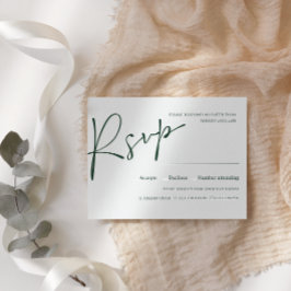 Emerald Modern Script WEDDING RSVP MEAL CHOICE Kaartje